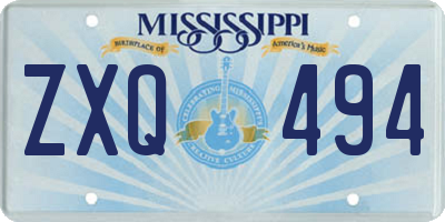 MS license plate ZXQ494