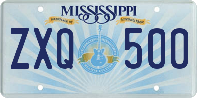 MS license plate ZXQ500