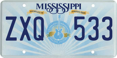 MS license plate ZXQ533