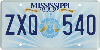 MS license plate ZXQ540