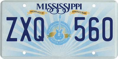 MS license plate ZXQ560