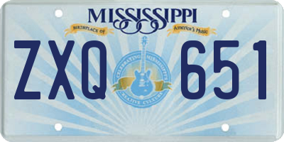 MS license plate ZXQ651