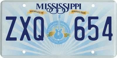 MS license plate ZXQ654