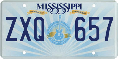 MS license plate ZXQ657