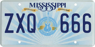 MS license plate ZXQ666