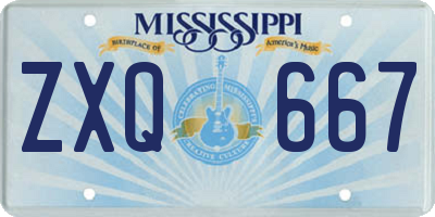 MS license plate ZXQ667