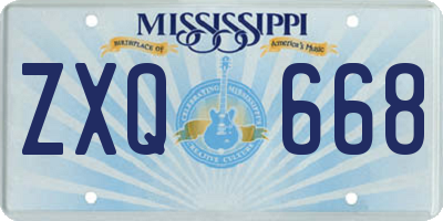 MS license plate ZXQ668