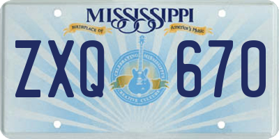 MS license plate ZXQ670