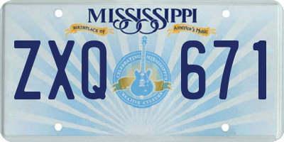 MS license plate ZXQ671