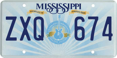 MS license plate ZXQ674