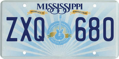 MS license plate ZXQ680