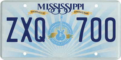 MS license plate ZXQ700