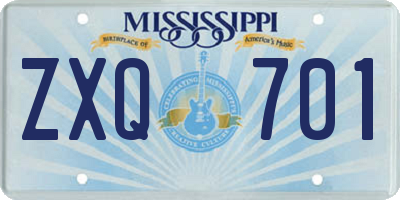 MS license plate ZXQ701