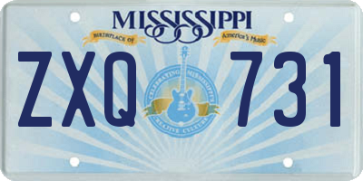 MS license plate ZXQ731