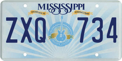 MS license plate ZXQ734