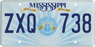 MS license plate ZXQ738