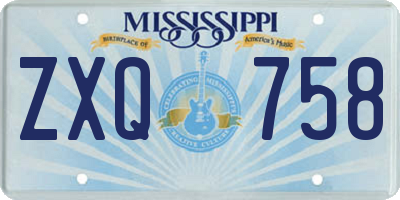 MS license plate ZXQ758