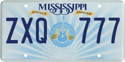 MS license plate ZXQ777