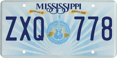 MS license plate ZXQ778