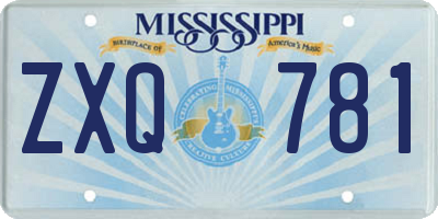 MS license plate ZXQ781