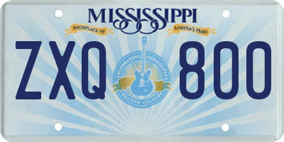 MS license plate ZXQ800