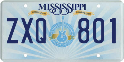 MS license plate ZXQ801