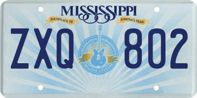 MS license plate ZXQ802