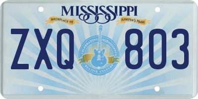 MS license plate ZXQ803