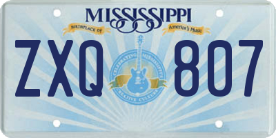 MS license plate ZXQ807