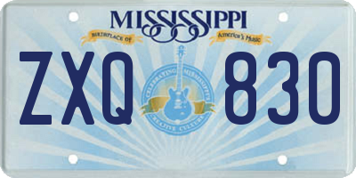 MS license plate ZXQ830