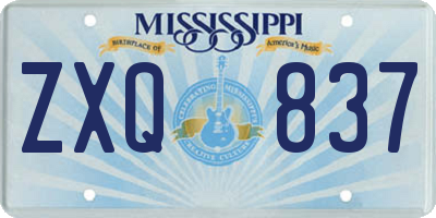 MS license plate ZXQ837