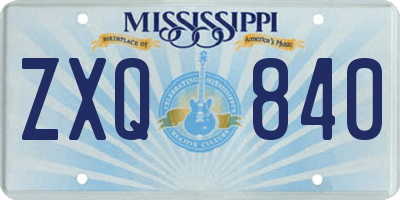 MS license plate ZXQ840