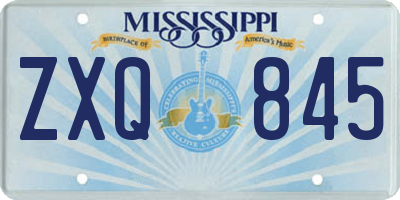 MS license plate ZXQ845