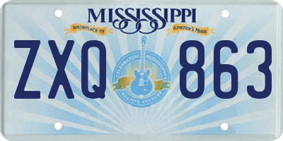 MS license plate ZXQ863