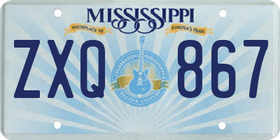 MS license plate ZXQ867