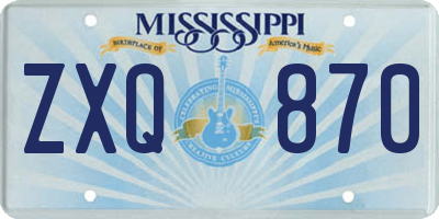 MS license plate ZXQ870