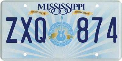 MS license plate ZXQ874