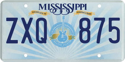 MS license plate ZXQ875