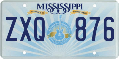 MS license plate ZXQ876