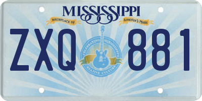 MS license plate ZXQ881