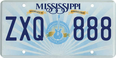 MS license plate ZXQ888