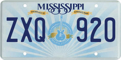 MS license plate ZXQ920