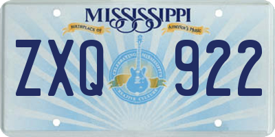 MS license plate ZXQ922