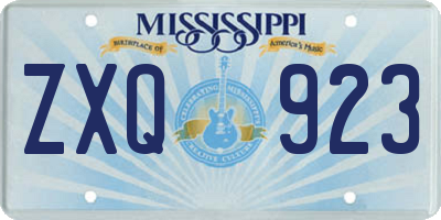MS license plate ZXQ923