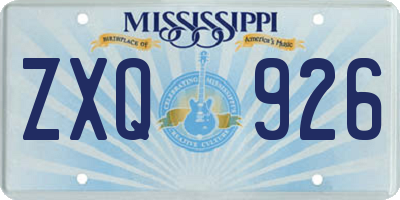 MS license plate ZXQ926