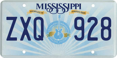 MS license plate ZXQ928
