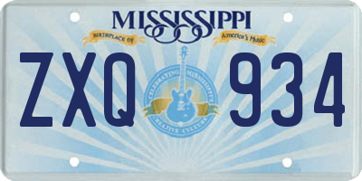 MS license plate ZXQ934