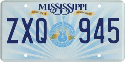MS license plate ZXQ945