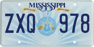 MS license plate ZXQ978