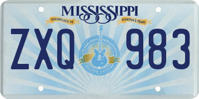 MS license plate ZXQ983